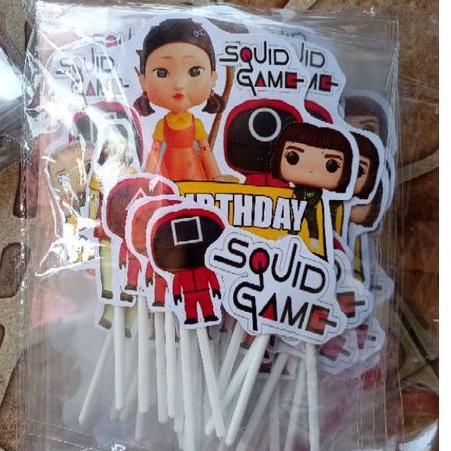 TOPER KUE KARAKTER SQUID GAME/HIASAN KUE ULANG TAHUN