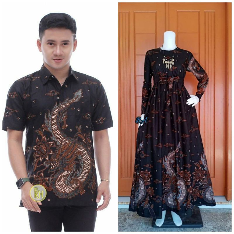 Sania Ruffle Batik Couple Keluarga Ori Jowi Dnt TERMURAH BISA DIPISAH / MOTIF NAGA BESAR SERAGAM BATIK