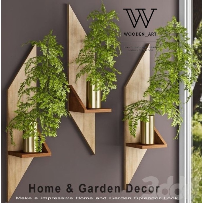 Rak Bunga/Rak Tanaman Tempel Dinding Minimalis Bahan Kayu