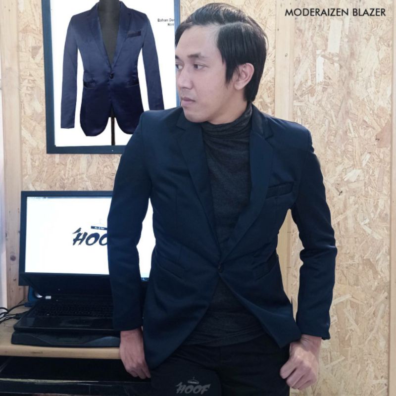 BLAZER PRIA MODERAIZEN BLUE - Jas Biru Navy Eksklusif Stylish Formal Resmi Slimfit Modern Anak Muda