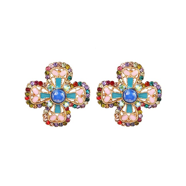 LRC Anting Tusuk Fashion Color Flower Earrings F75762
