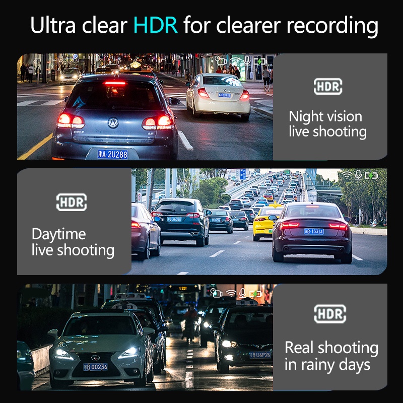 ⚡Garansi 6 Bulan⚡LALAHOO Dash Cam Car DVR Camera 10'' IPS Touch Screen Rearview Mirror Full HD 1080P Night Vision Stream Media Dual Lens Car Camera Spion 170° Wide Loop Recording Image 7