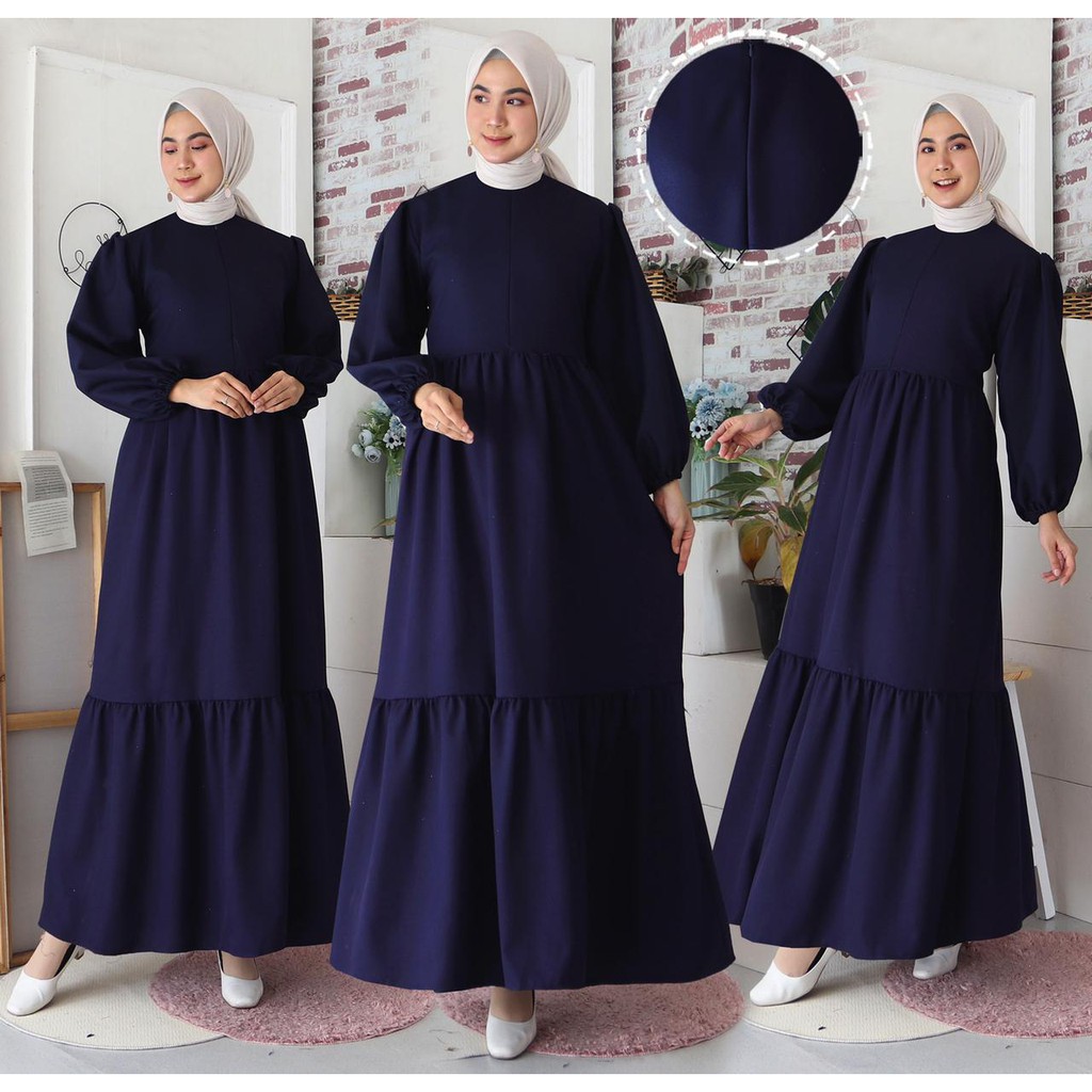 (Pasti RealPic) Gamis Malika Busui Maxi Dress Lengan Balon Fashion Muslim