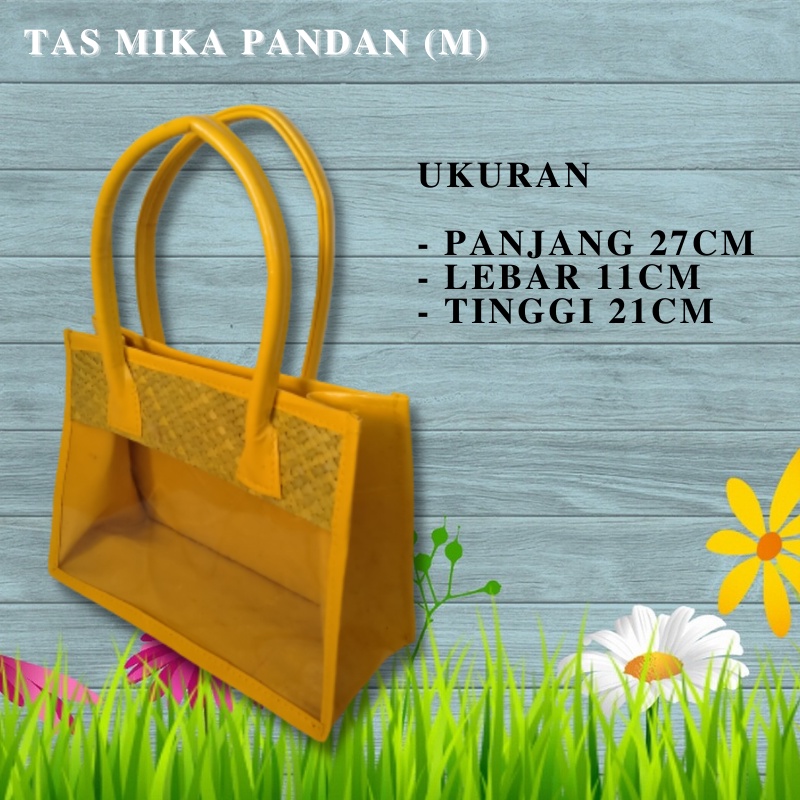 Tas Mika Hampers Anyaman (Ukuran M) Keranjang Parcel Anyaman Pandan Mika Transparan