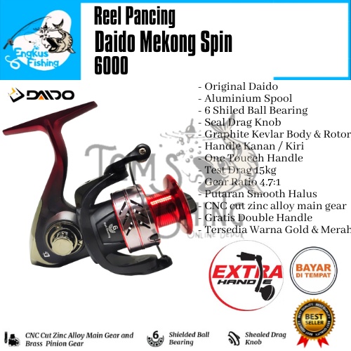 Reel Pancing Daido Mekong 6000 Max 15kg (6 Seal Bearing) Double Handle Murah - Engkus Fishing