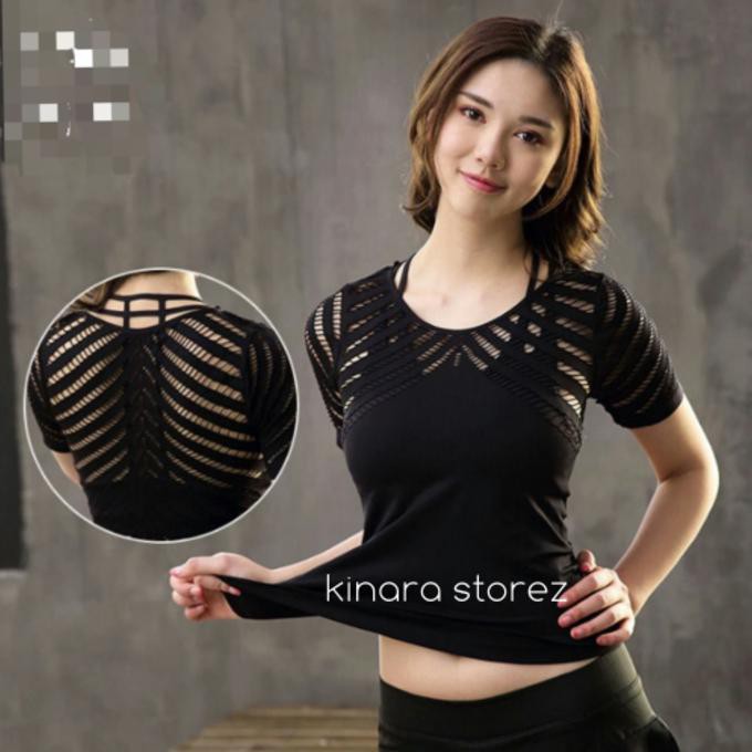 Kaos Sport Wear Transparan Baju Olahraga Gym Fitness Senam Wanita Promo Terbaru