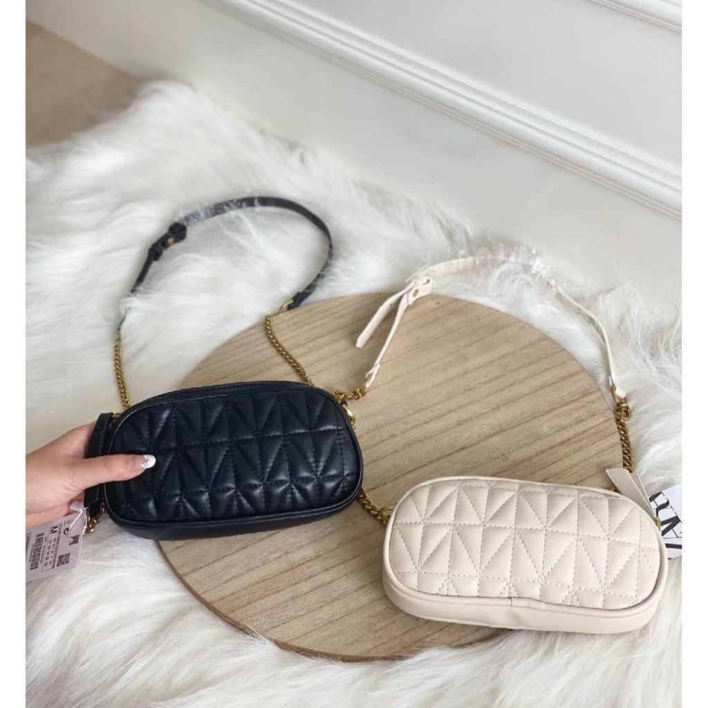 ZZ416 Zara Stich Oval Quilted Chain Sling Bag
