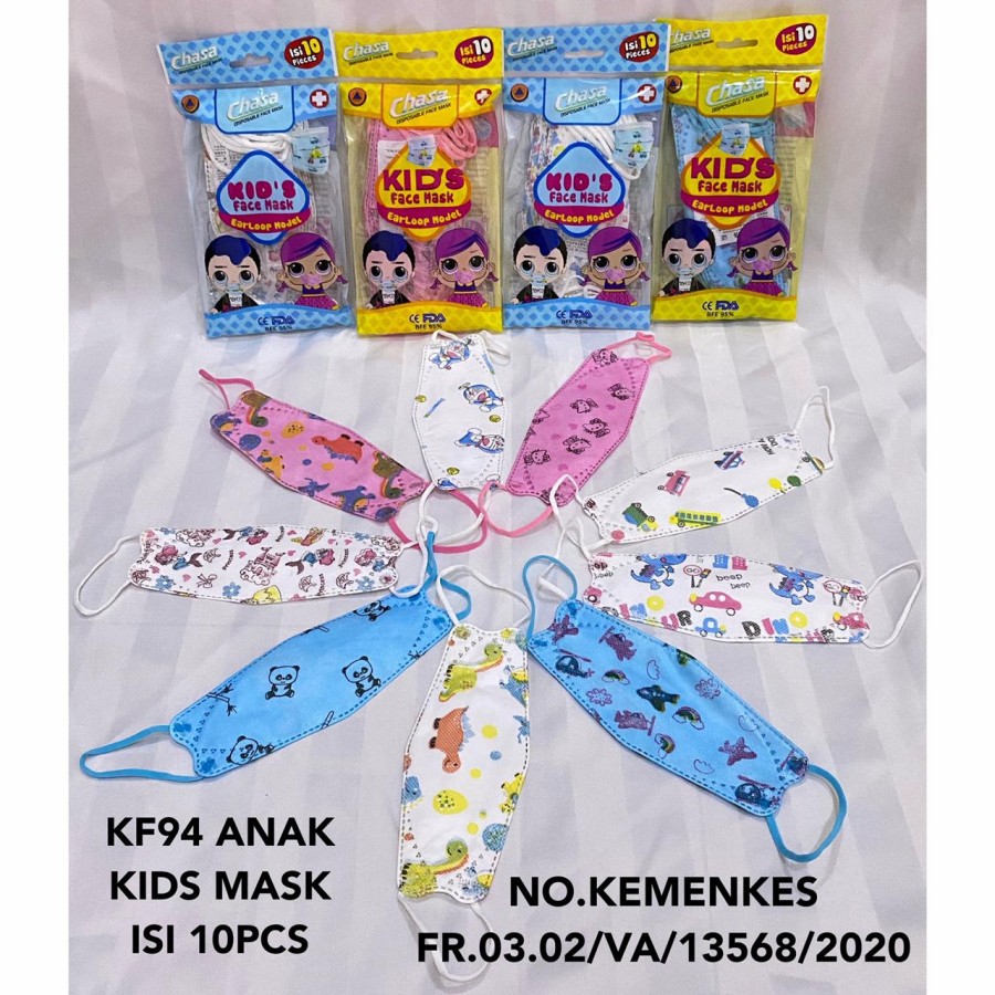 MASKER ANAK KF94 ISI 10PCS KOREA KIDS FACE MASK KF 94 ANAK MOTIF