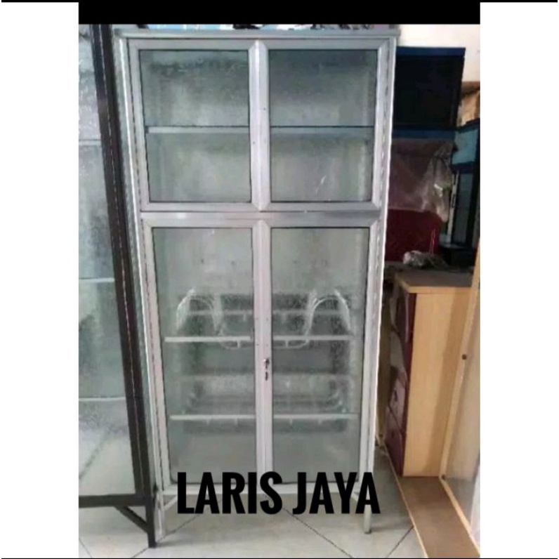 RAK PIRING LEMARI KACA 75cm alumunium kaca