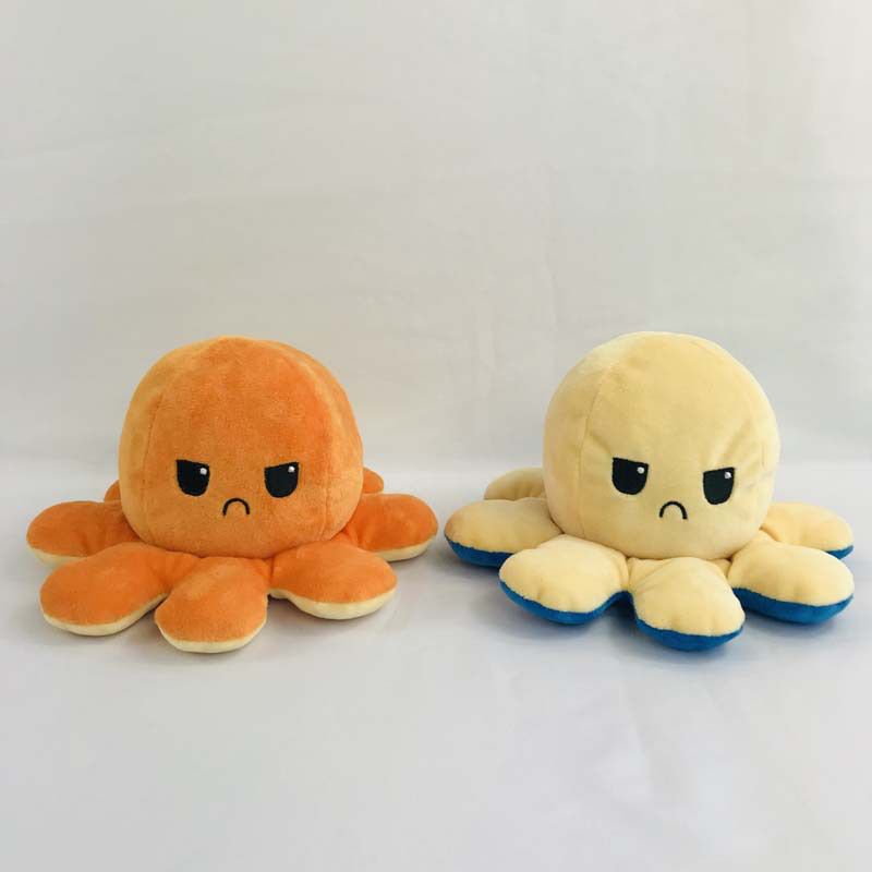 20cm Mainan Double-Sided Flip Reversible Octopus Plush Toy Marine Life Stuffed Animals Doll Boneka