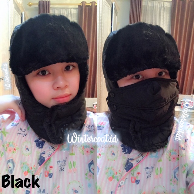 Topi Ushanka winter russia masker musim dingin Russian hat cap winter + mask ski snow trapper hat