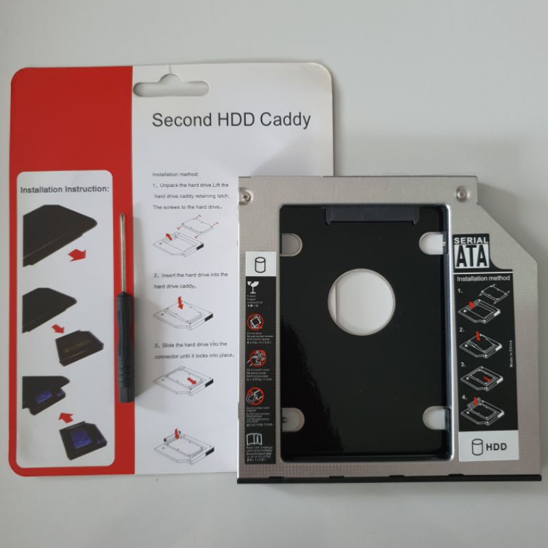 SECOND HDD CADDY HARDDISK 9.5MM SATA SLIM TIPIS HDD SLOT DVDRW LAPTOP