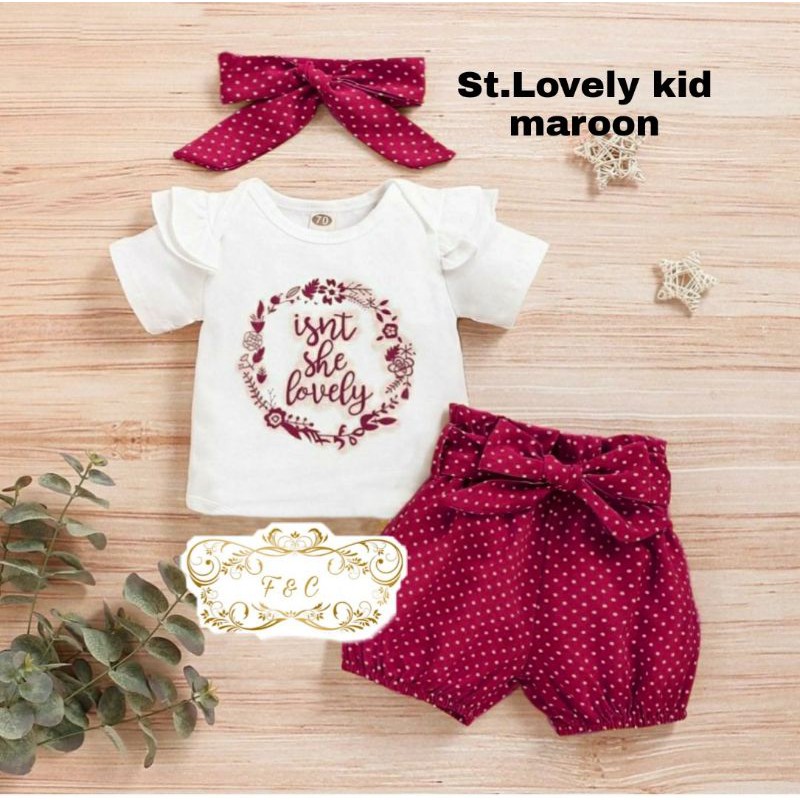 Setelan Anak Cewek / Baju+Celana+Bando / Setelan Anak Usia 2-6 Tahun / Set Lovely