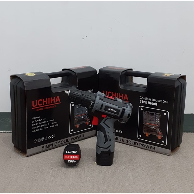 Mesin Bor Baterei Bor Cordless Bor Drill UCHIHA 20v