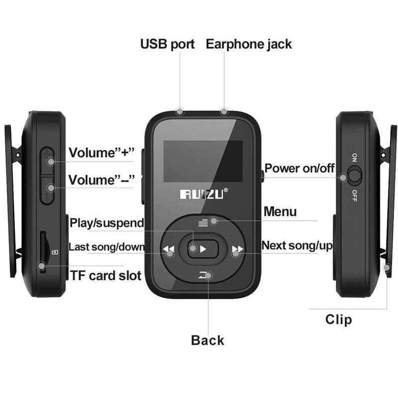 sell Ruizu X26 Sport Bluetooth HiFi DAP MP3 Player 8GB - Hitam