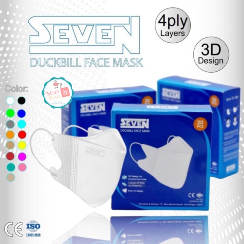 Masker Seven Duckbill 4 Ply ( 20 pcs) / Seven Duckbill Face Mask 4Ply