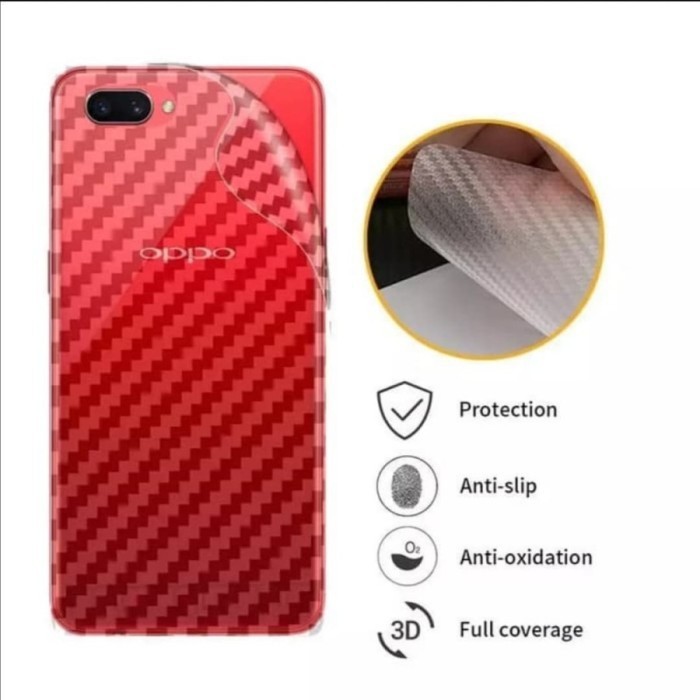 Skin Carbon OPPO A5s / A3s / A12 / F9 Garskin Back Skin Handphone Protector Clear Handphone