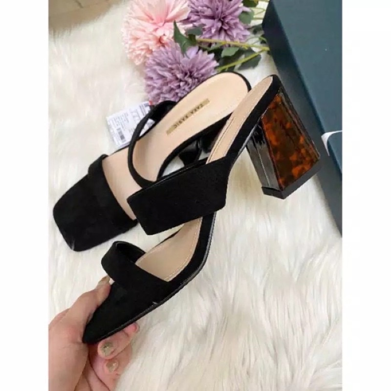 Sepatu Wanita Zara ZR-148 Slide Leopard Heels / Heels Zara Wanita / Sepatu Wanita Import Shoes Impor