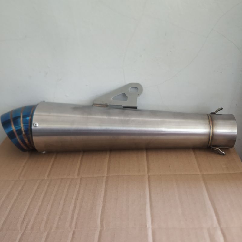 Knalpot jigsaw polos ujung blue, sarangan setengah, silencer saja only inlet 50mm