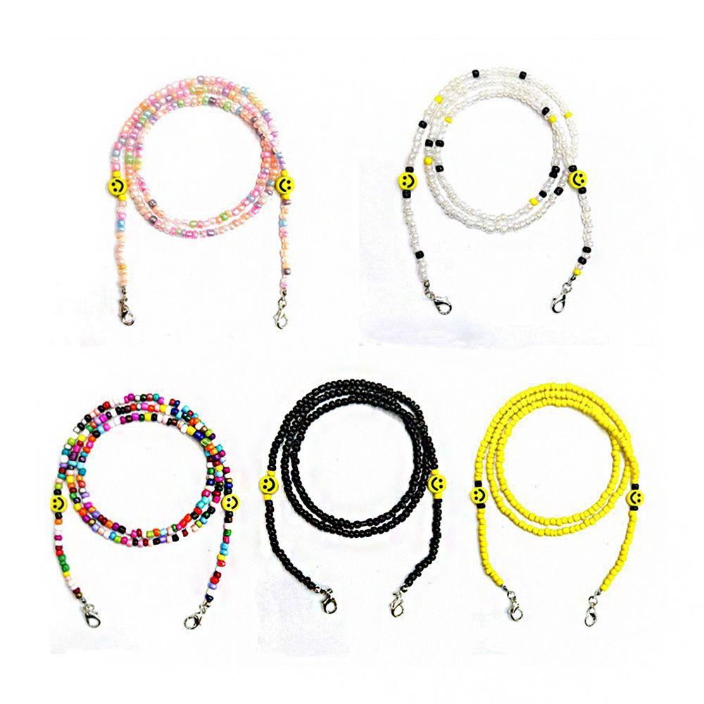 [Elegan] Rantai Kacamata Baca Kacamata Rantai Orang Tua-Anak Lanyard Pasangan Masker Rantai Anti-lost Smiley Reading Glasses Glass Beaded Cartoon Sunglasses Lanyard