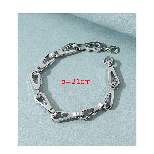 LRC  Gelang Fashion Silver Keychain Alloy Hollow Mens Bracelet Y64702