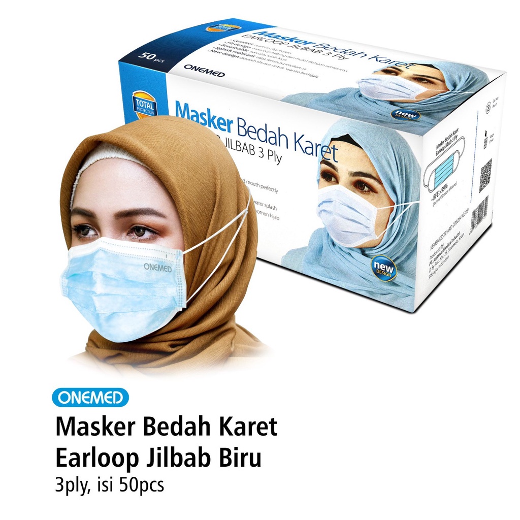 Masker Jilbab Blue OneMed box 50pcs OJB