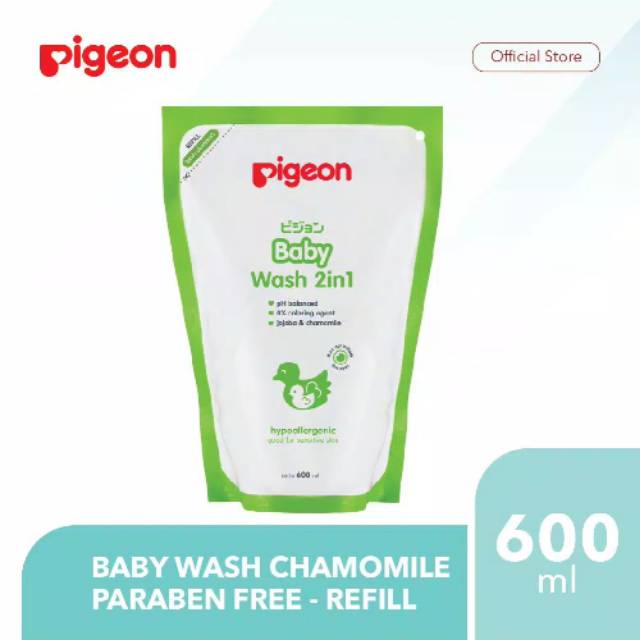 Pigeon Baby Wash 2in1 Chamomile Paraben Free Pouch 600ml Refill