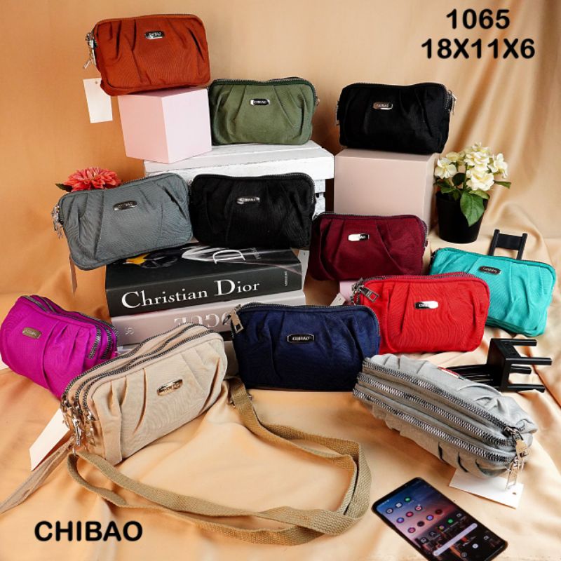 (COD) TAS SLEMPANG/POUCH CHIBAO ORI 2TALI 3 RESLETING. 100%IMPORT