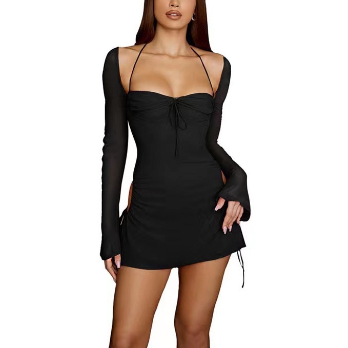 #Sisjuly# Wanita musim semi dan musim panas baru kerah persegi warna solid berongga halter tube top
