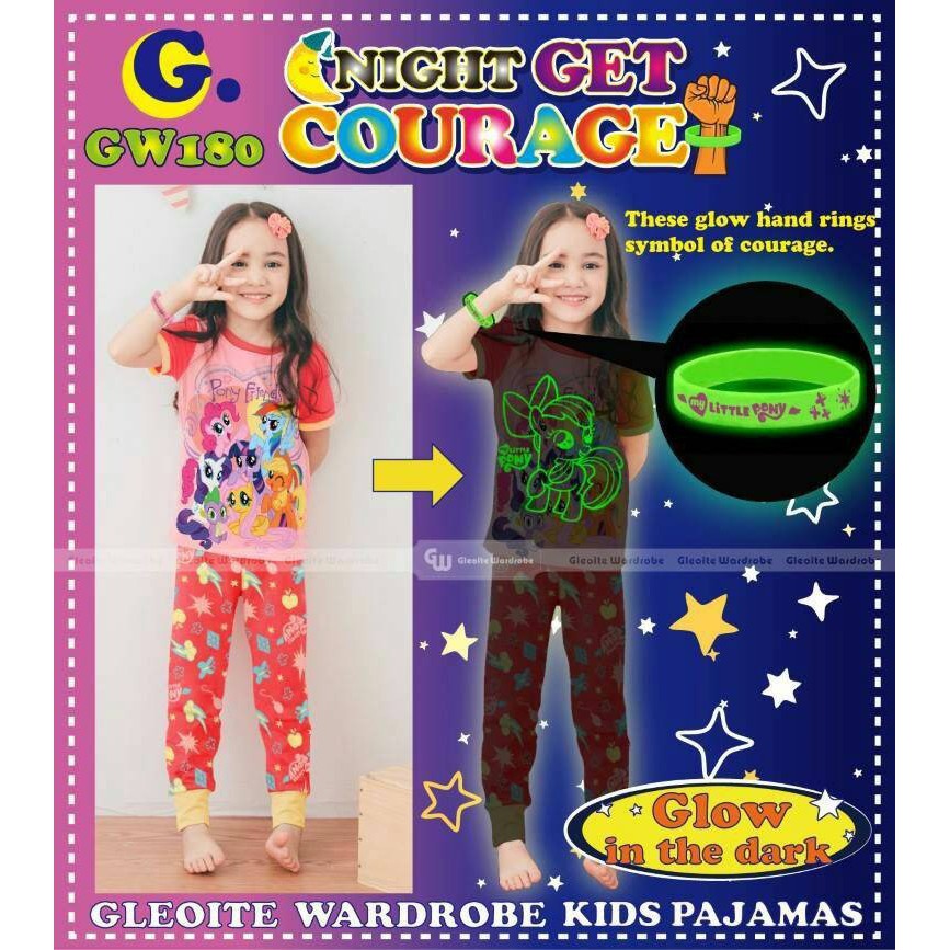 OBRAL Piyama Baju Tidur Anak Perempuan GW Glow Little Pony Friends TERMURAH