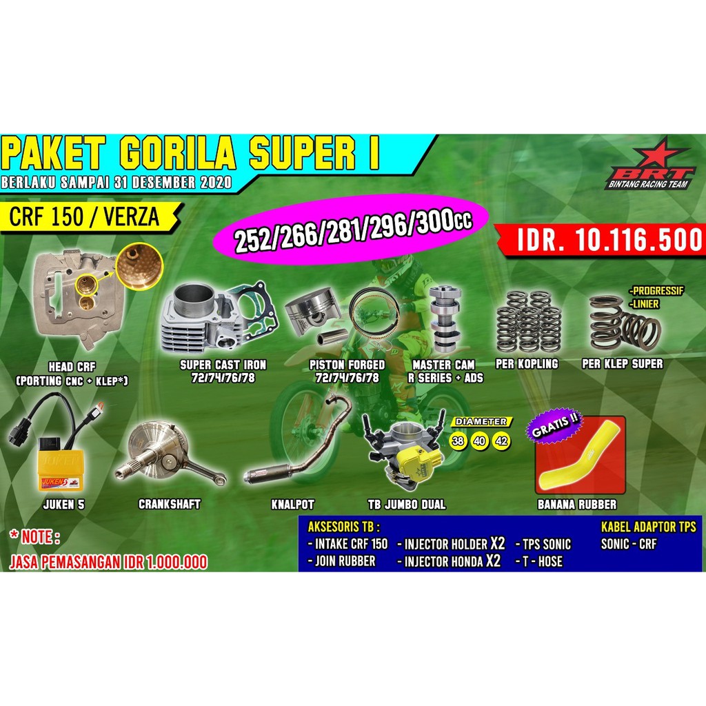 PAKET BORE UP BRT CRF 150 / VERZA