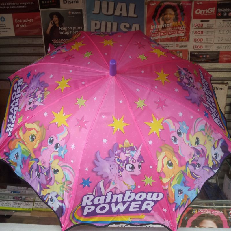 Payung anak perempuan cewe cinderella kuda poni satin random