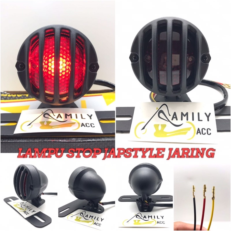 LAMPU STOP JAPSTYLE GRILL TRALIS CUSTOM HARLEY CAFERACER CB UNIVERSAL MOTOR