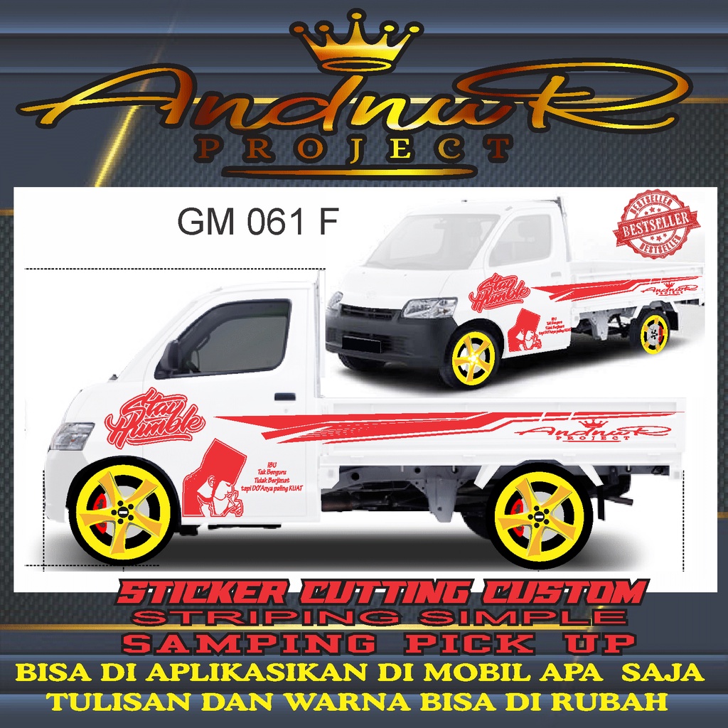 STRIPING CUTTING STICKER CUSTOM BAK SAMPING PIK UP GRANDMAX BISA UBAH KATA-KATA VARIASI VINYL 61GM
