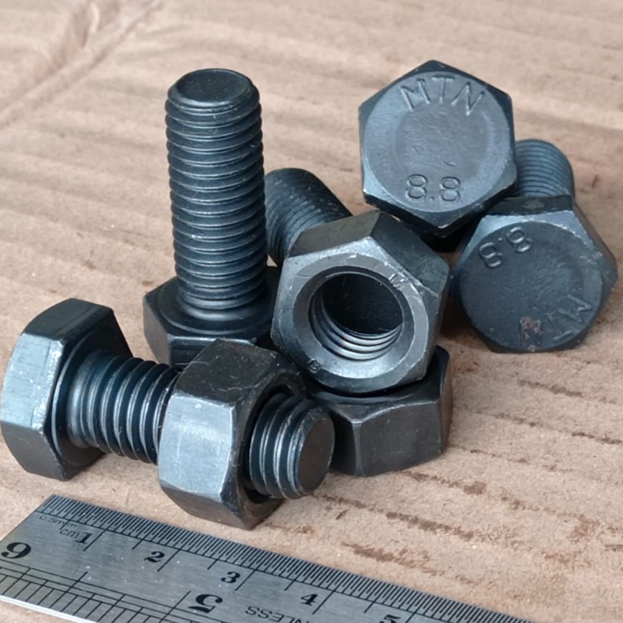 M12X30 BAUT BAJA HTB 8.8 M12 X 30 / BAUT BAJA M12 X 30 HITAM / BAUT M12X30 BAJA / BAUT 19 KUNCI 19 F