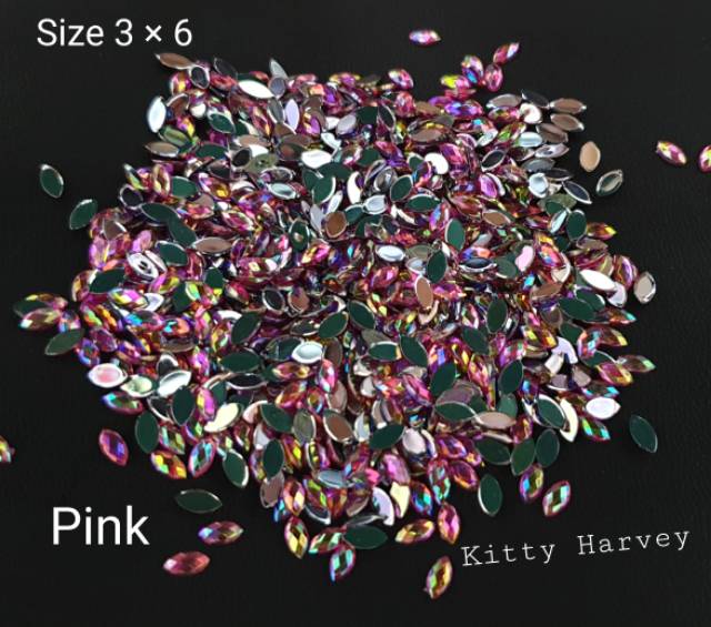 Gems Runcing Kilau AB Size Lengkap | Bahan Nail Art &amp; Henna