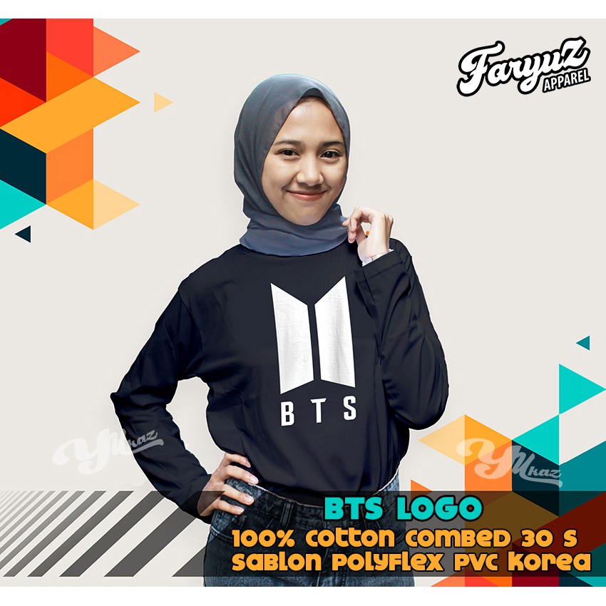 Kaos BTS LOGO Kpop baju lengan panjang/pendek bisa Custom tambah nama