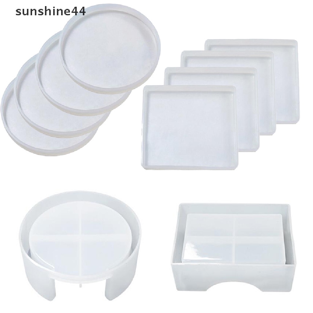 Sunshine 5Pcs Cetakan Tatakan Gelas Bahan Silikon Epoxy Resin DIY