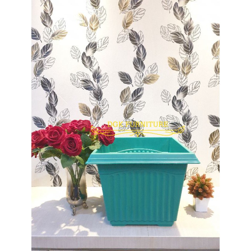 Pot Bunga Kotak Persegi Petak Besar Jumbo Plastik Murah Diameter 39 cm (3 WARNA)