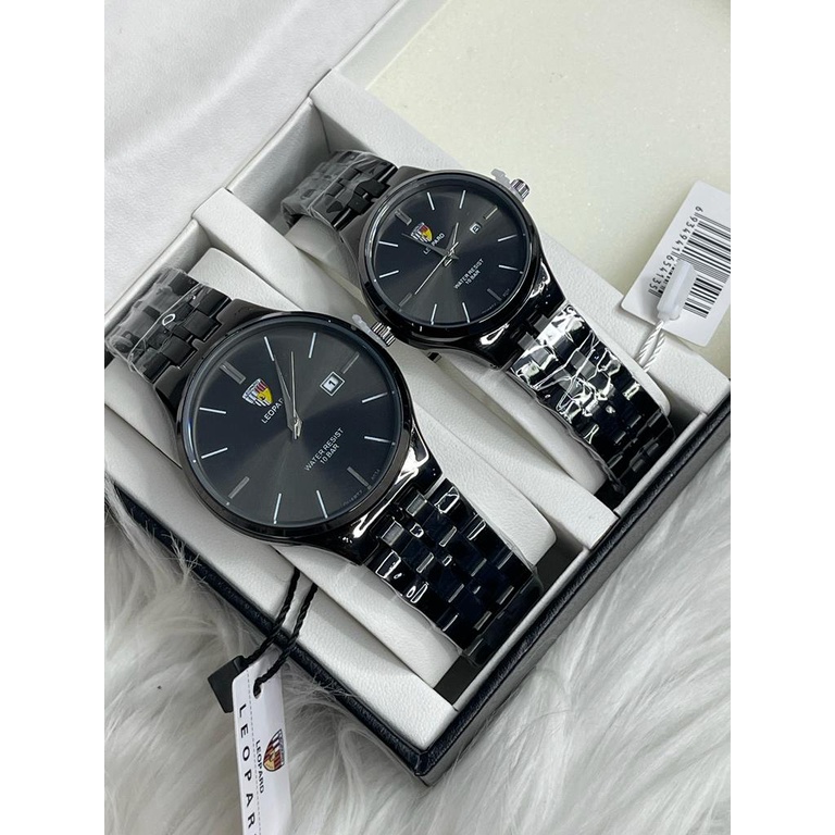 Jam Tangan Couple Pria/Wanita Leopard Original Tgl Aktif Strap Rantai LP-8034