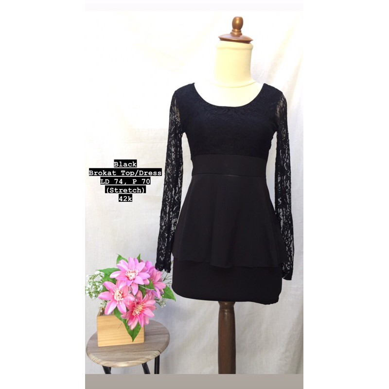 DRESS/ATASAN BROKAT HITAM