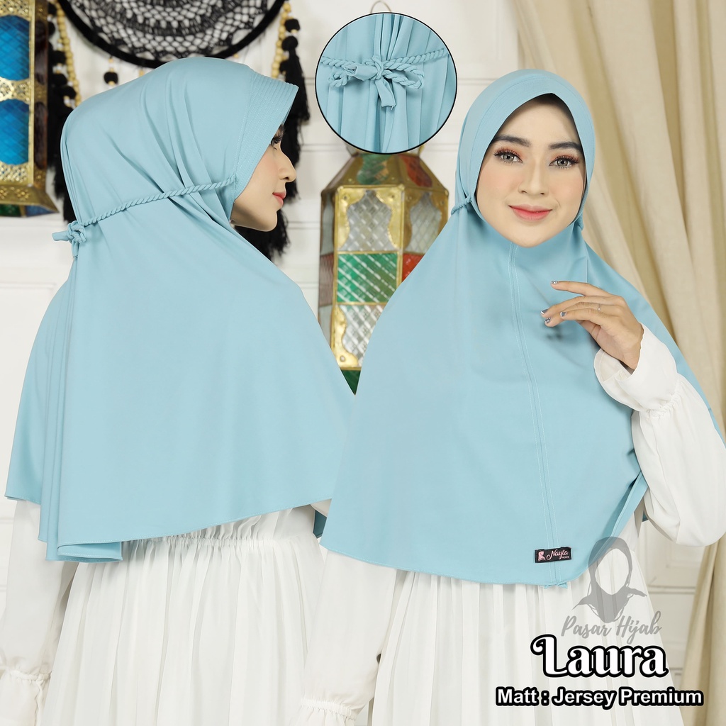 Kerudung Instan Tali Kepang LAURA Hijab Instan Jersey Premium Hijab Terbaru Pasar Hija'b