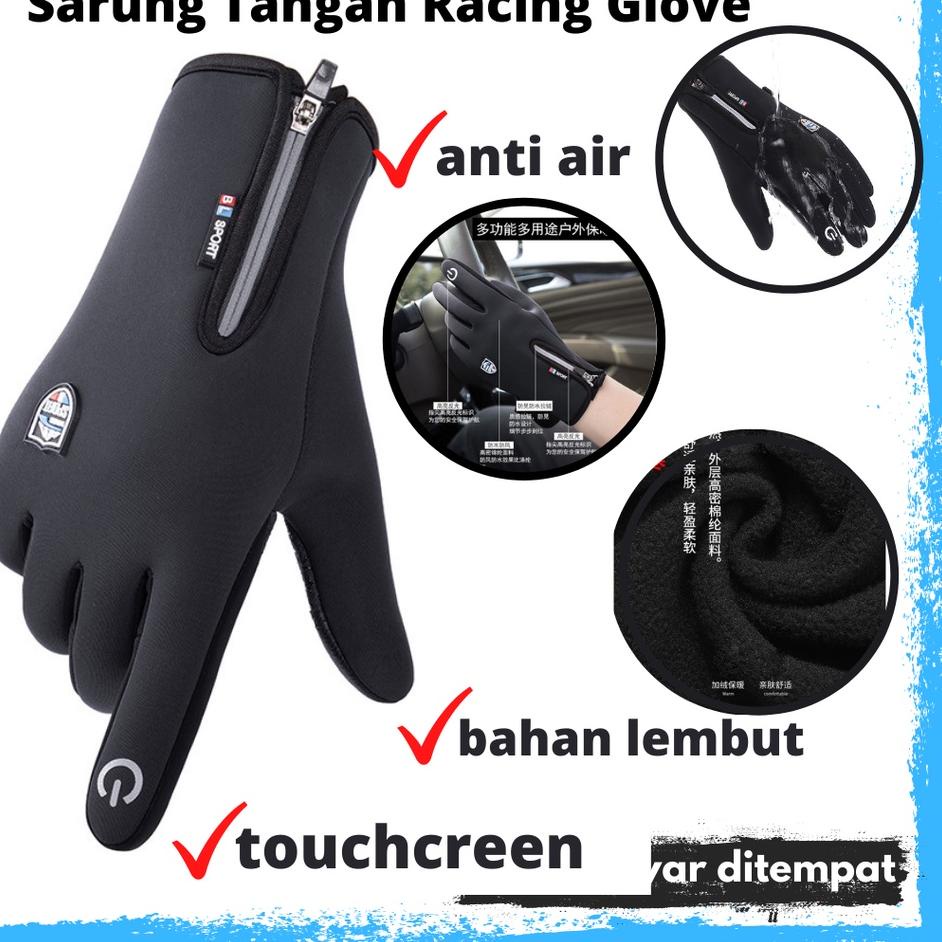 Hadir Terpopuler sarung tangan motor touch screen anti slip anti air pria wanita