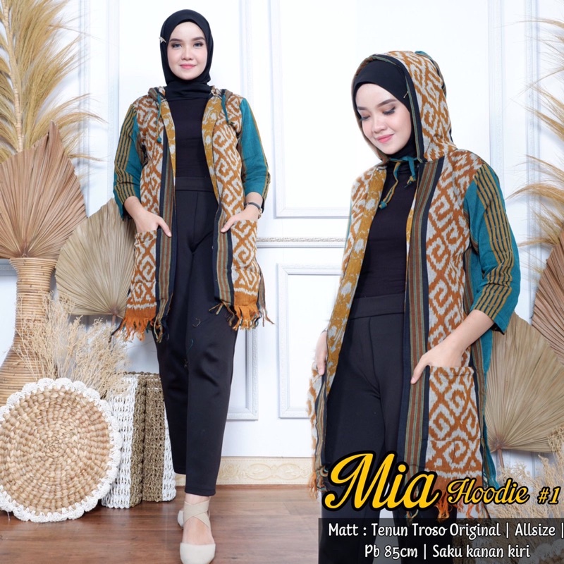 Mia Outer tenun • Tenun hoodie outer • Gamis tenun troso• Hoodie tenun wanita • Outer Tenun