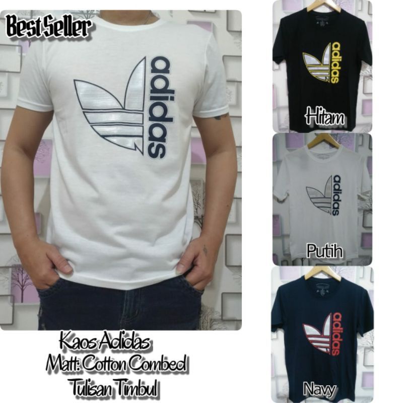 A1 Kaos Pria /Atasan Pria / Kaos Distro Pria/ Kaos Import Bangkok/ COD FIT TO L Kaos Adidas