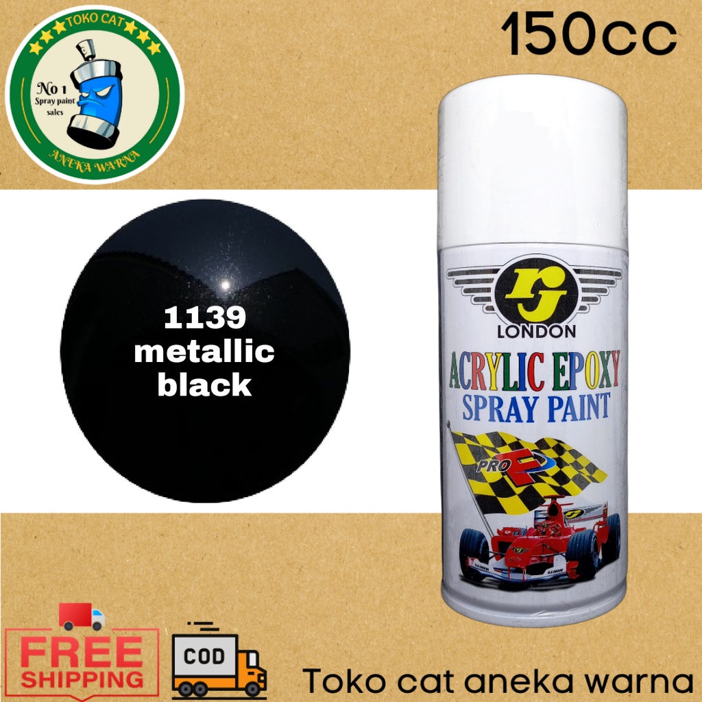 cat semprot 150cc rj london metallic metalik black hitam spray paint pilok pilox