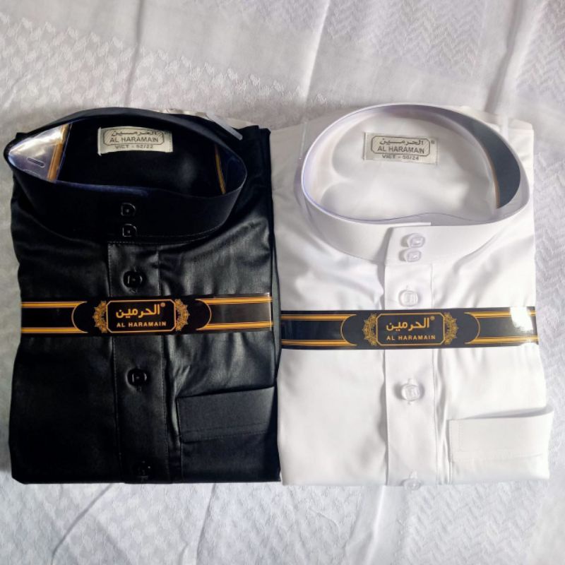 Jubah Al haramain Polyester dewasa (Hitam-Putih)