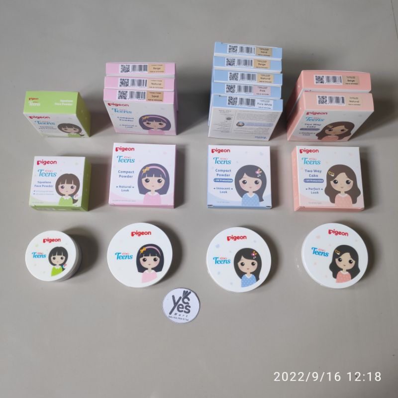 Pigeon Teens Compact Powder BIRU UV Protection Tempat Kaca +Refil Bedak Padat Anak Makeup Remaja