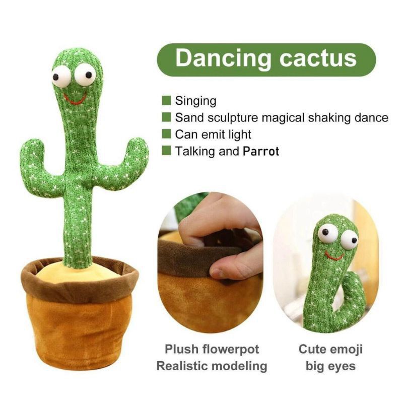 Dancing Cactus / Boneka Kaktus Menari dan dapat berbicara