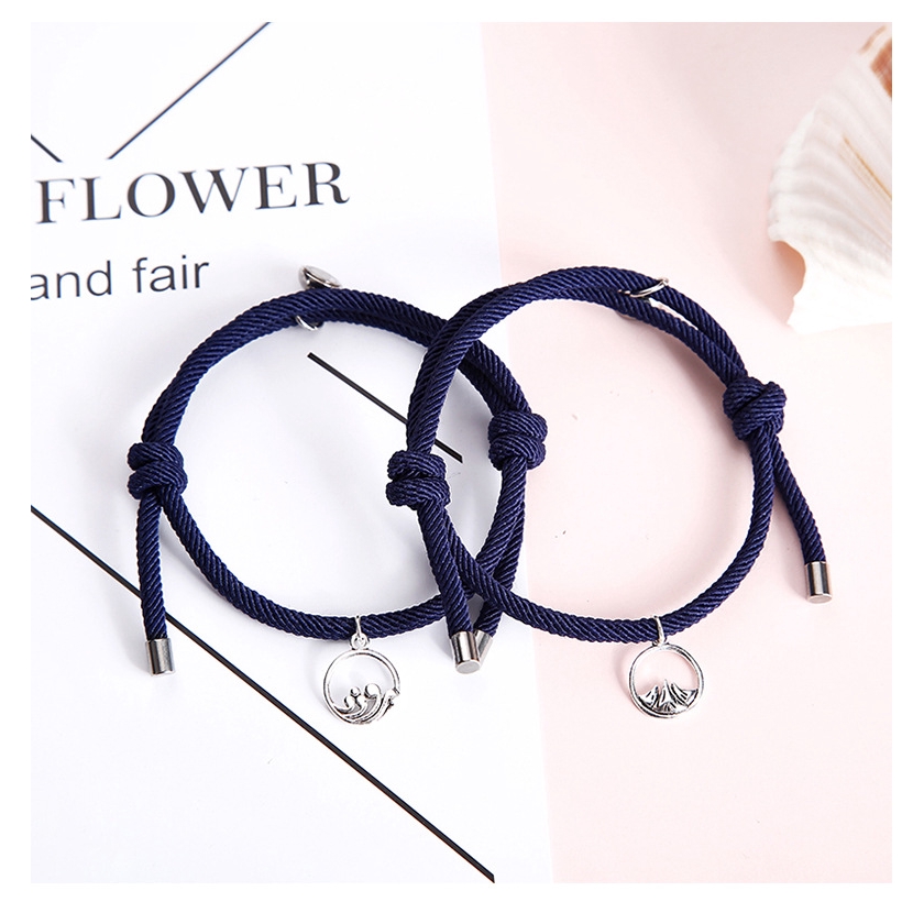 1 Pasang Gelang Couple Magnet Gelang persahabatan Tali Couple Magnet Attract Bracelets -ol-2pcs-Dark-blue